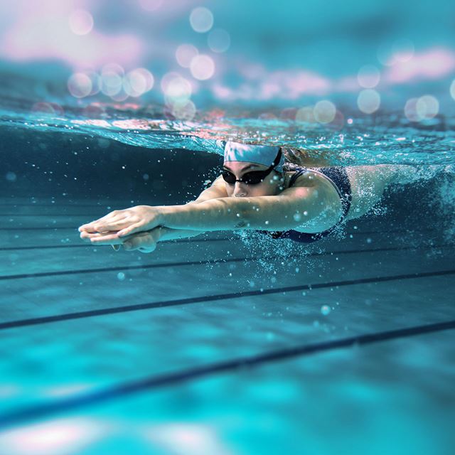 Underwatershot of swimmer in a pool