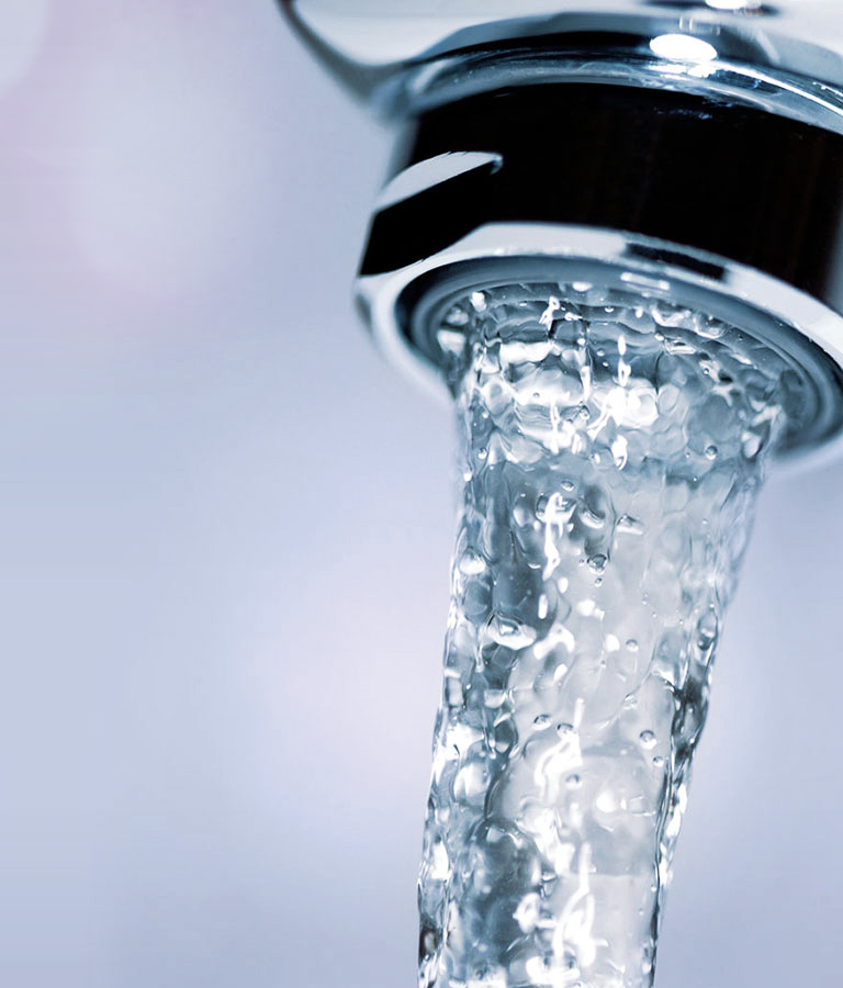 Water running from faucet