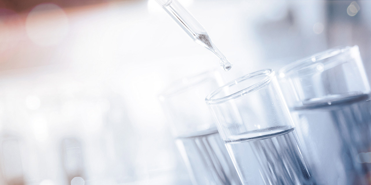 Purified water being filled in vials