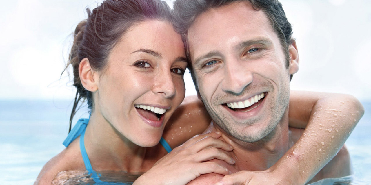 Couple in swimming pool