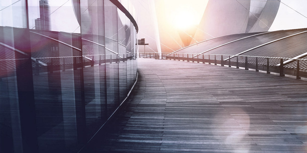 Office building at sunset