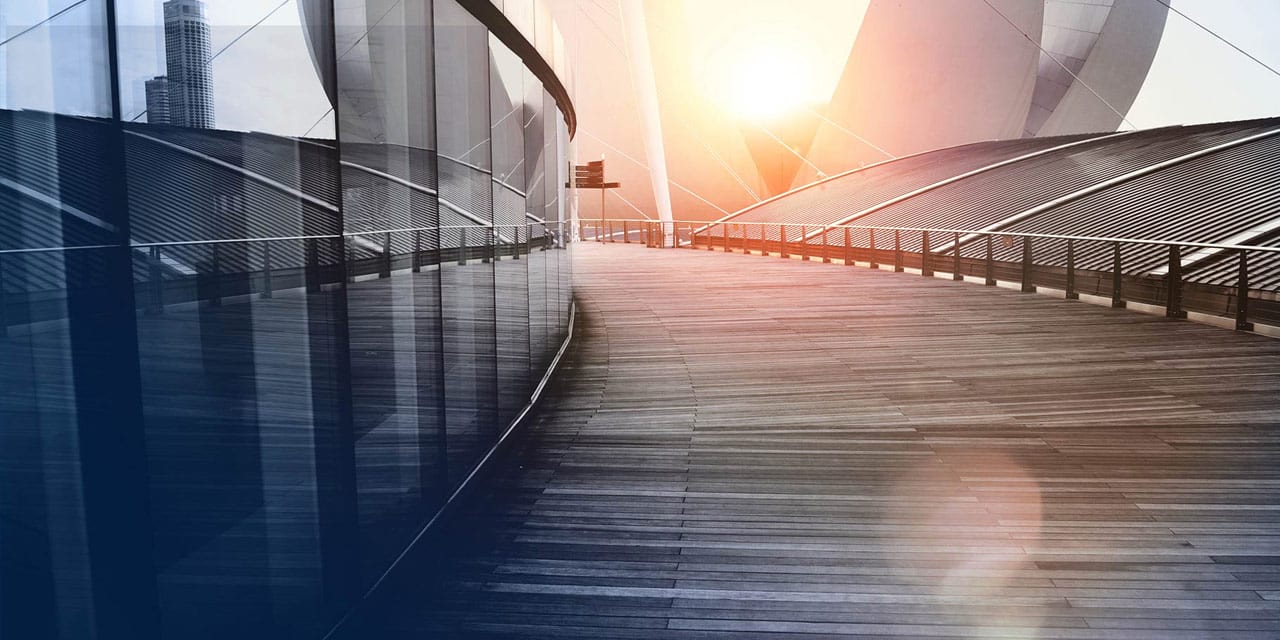 Office building at sunset